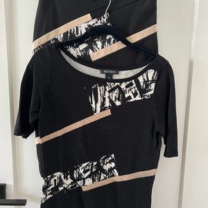 White House Black Market Black, White, Tan Skirt Suit Size XS/00